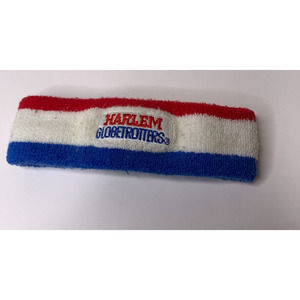 Vintage Harlem Globetrotters Sweat Band Headband 1970-80s Red White Blue Logo